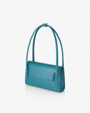 Find Kapoor Marty Bag 26 Croco Tote Válltáskák Női Kék Zöld | QHJ3472WO