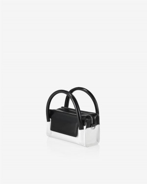 Find Kapoor Marty Bag B 18 Crinkled Tote Crossbody Táska Női Fehér Fekete | RRF8924TE