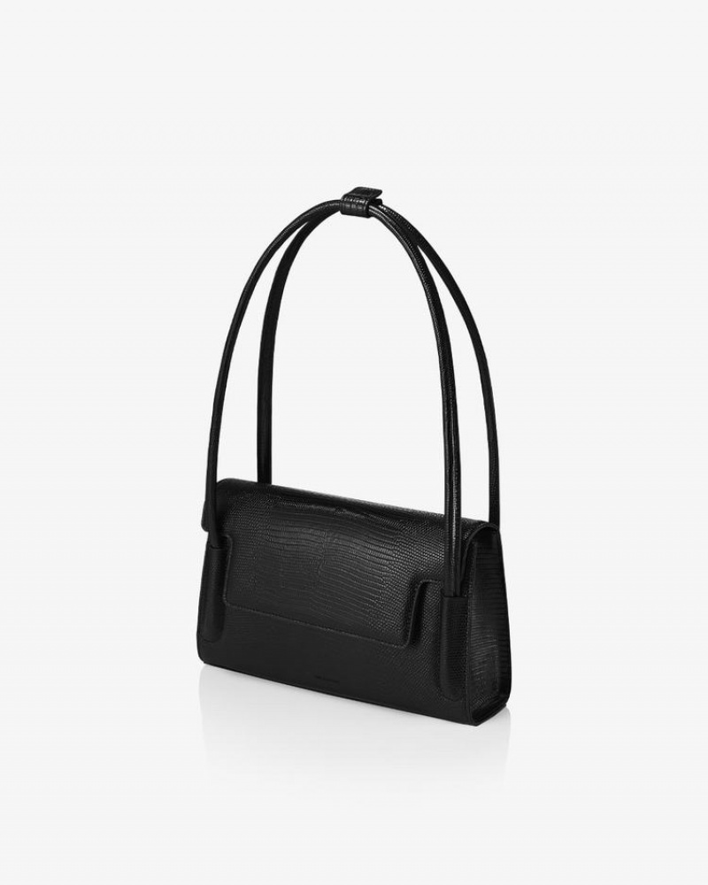 Find Kapoor Marty Bag 26 Lizard Tote Válltáskák Női Fekete | RID4843VQ