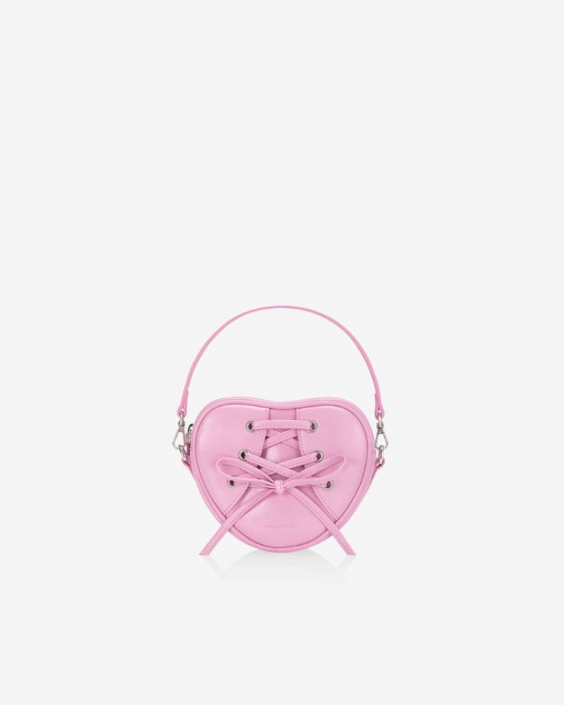 Find Kapoor Ribbon Tie Heart Tote Crossbody Táska Női Rózsaszín | QUV5325NS