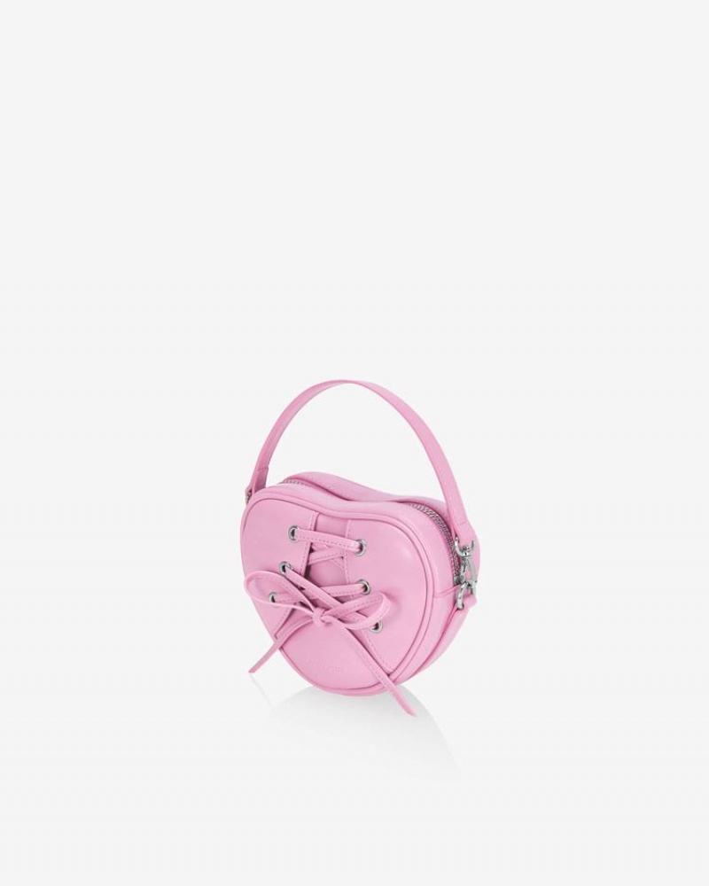 Find Kapoor Ribbon Tie Heart Tote Crossbody Táska Női Rózsaszín | QUV5325NS