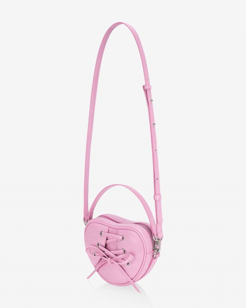 Find Kapoor Ribbon Tie Heart Tote Crossbody Táska Női Rózsaszín | QUV5325NS